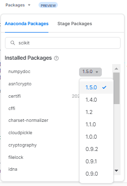 Modify default package version - snowflake python