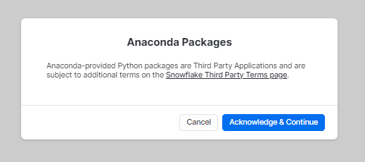 Acknowledge Snowflake terms and conditions - snowflake python