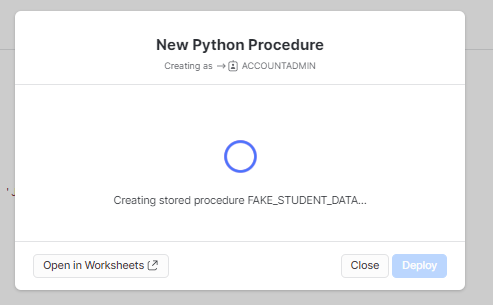 Creating stored procedures - snowflake python