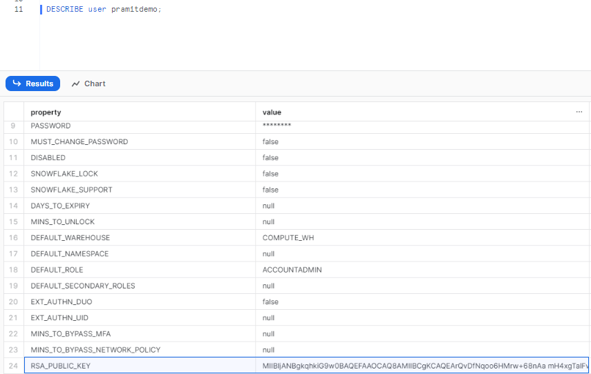 Verifying User's Public Key Fingerprint with DESCRIBE USER - Snowflake API