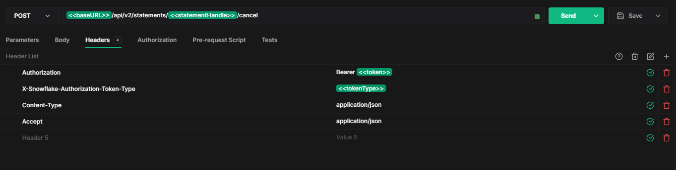 Cancelling the execution status of a statement using Snowflake SQL REST API - Snowflake API