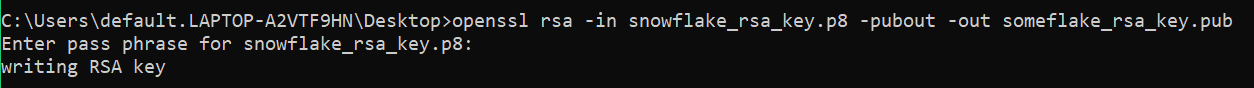 Generating public key from private key for Snowflake API authentication - Hoppscotch - Snowflake SQL api