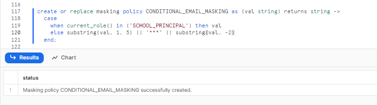 Creating conditional data masking policy in Snowflake - Snowflake dynamic data masking