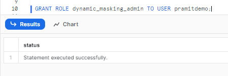 Granting masking role to a Snowflake user - Snowflake dynamic data masking