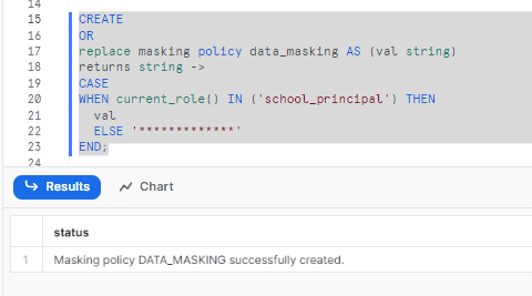 Creating Snowflake masking policy to mask strings - Snowflake dynamic data masking