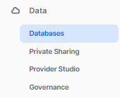 Data section and Databases dropdown - Snowflake dynamic tables