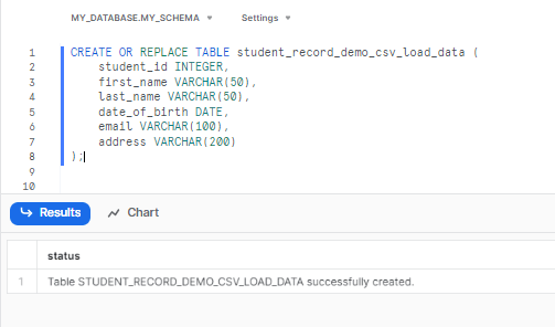 Creating a new table - Snowrflake data quality