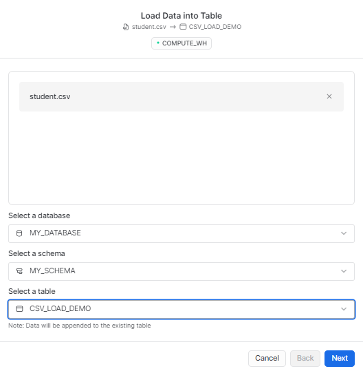 Loading data into Snowflake table - upload CSV to Snowflake