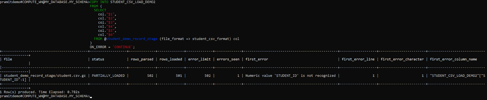 Loading data from stage to Snowflake table - upload CSV to Snowflake