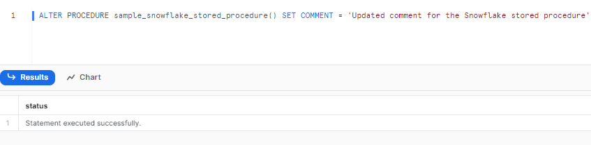 Updating comment for Snowflake stored procedure - snowflake scripting - snowflake variables - stored procedures in Snowflake - snowflake stored procedure examples - snowflake javascript