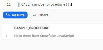 Calling Snowflake JavaScript stored procedure for a greeting - snowflake scripting - snowflake variables - stored procedures in snowflake - snowflake stored procedure examples - snowflake javascript