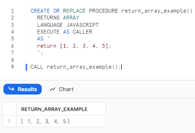 Creating and executing Snowflake stored procedure returning an array - snowflake scripting - snowflake variables - stored procedures in snowflake - snowflake stored procedure examples - snowflake javascript