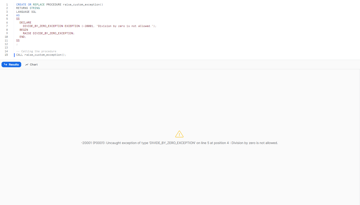 Creating Snowflake stored procedure to raise a custom exception - snowflake scripting - snowflake variables - stored procedures in snowflake - snowflake stored procedure examples - snowflake javascript