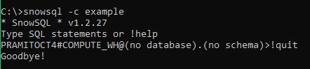 Disconnecting from SnowSQL using quit command - SnowSQL