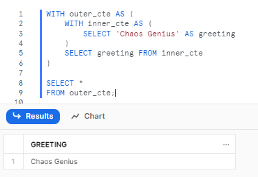 Nesting Snowflake CTE within other CTEs - Snowflake common table expression