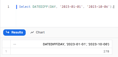 Calculating days between January 1st and October 6th - Snowflake DATEDIFF