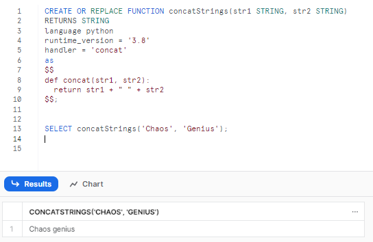 Concatenating Strings with a Python UDFs - Snowflake User-Defined Functions