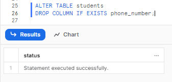Using IF EXISTS in Snowflake DROP COLUMN