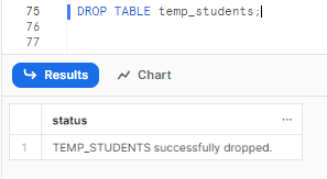 Dropping temp_students Table - Snowflake DROP TABLE