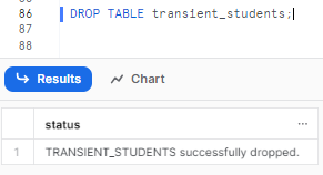 Dropping transient_students Table - Snowflake DROP TABLE