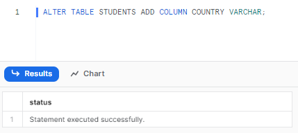 Adding a new COUNTRY column to STUDENTS table - Snowflake QUALIFY