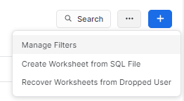 Managing the worksheet filter - Snowflake Snowsight