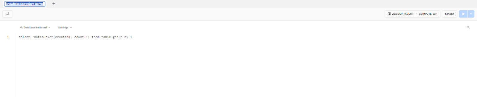 Creating SQL worksheet in Snowflake Snowsight
