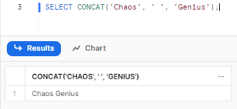 Basic String Concatenation using Snowflake concat