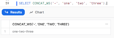 Basic example of using Snowflake CONCAT_WS function