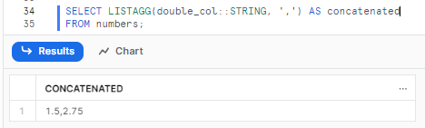 Using Snowflake LISTAGG function to concatenate double column together