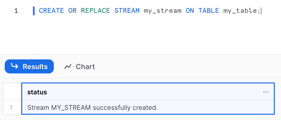 Creating a standard Snowflake stream