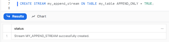 Creating append-only Snowflake streams