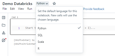 Selecting a language - SQL, Scala, Python, R - Databricks Delta Lake - Databricks Delta Table