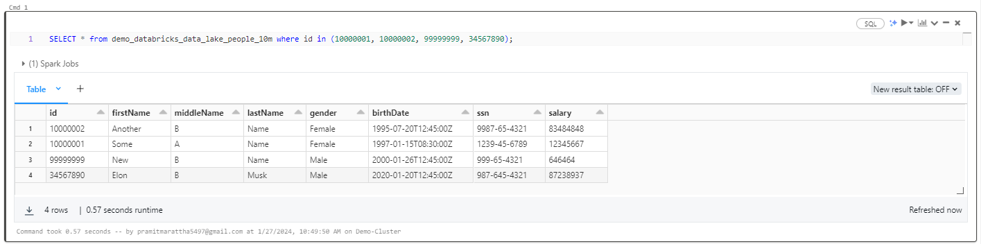 Selecting certain Data from Databricks Delta Table - Databricks Delta Lake