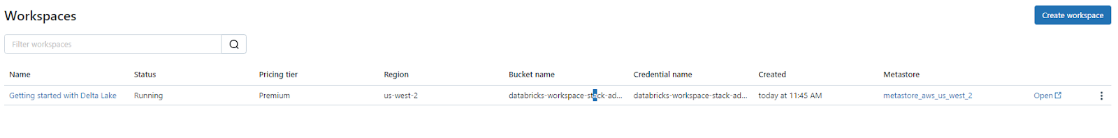 Create a new Databricks workspace - Databricks Delta Lake - Databricks Delta Table 