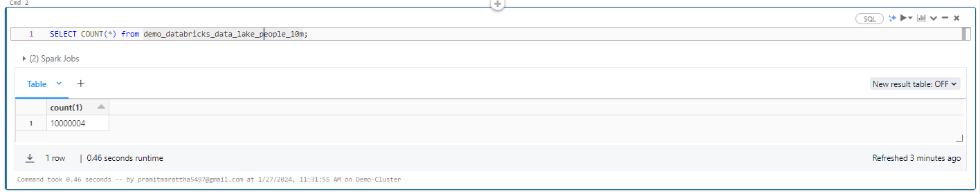 Counting all the number of records present in the Databricks Delta Table - Databricks Delta Lake