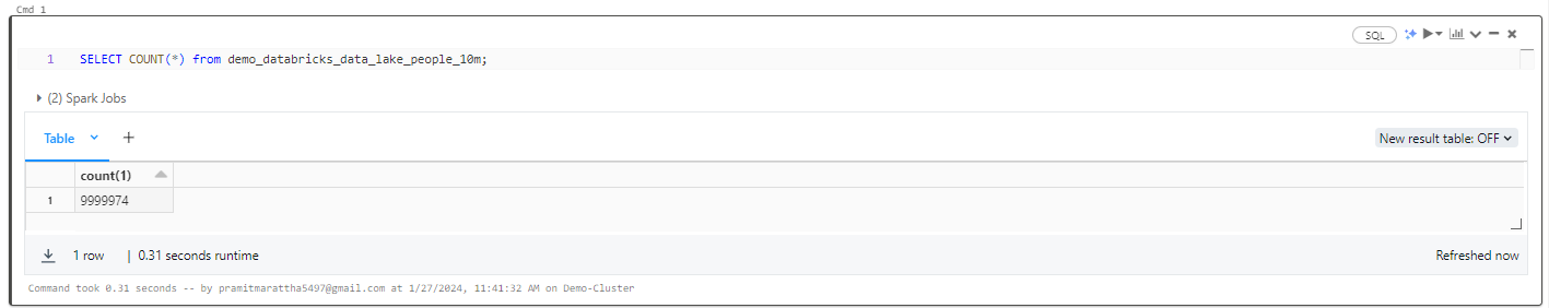 Counting all the number of records present in the Databricks Delta Table - Databricks Delta Lake