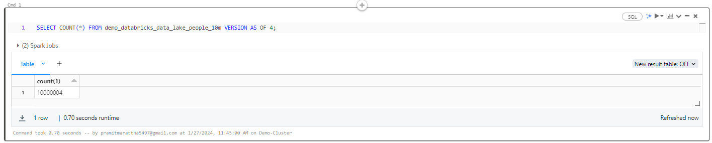 Counting all the number of records present in the Databricks Delta Table - Databricks Delta Lake