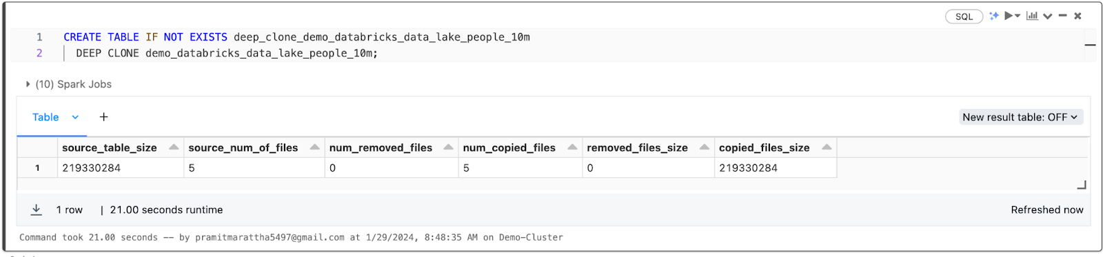 Deep cloning Databricks delta table - Databricks Delta Lake