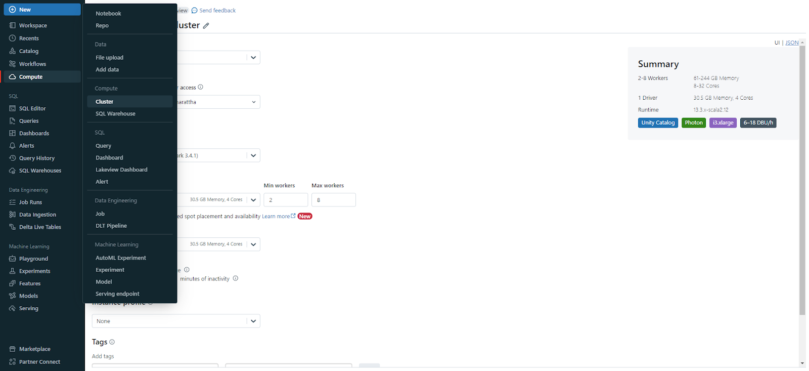 Creating Databricks cluster - Databricks Data Lake - Databricks Delta Table