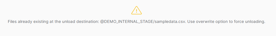 Files already existing at the unload destination - Snowflake COPY INTO