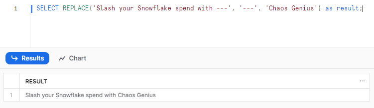 Using Snowflake REPLACE to replace the string value