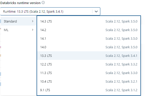 Picking a Databricks Runtime Version - Databricks Cluster