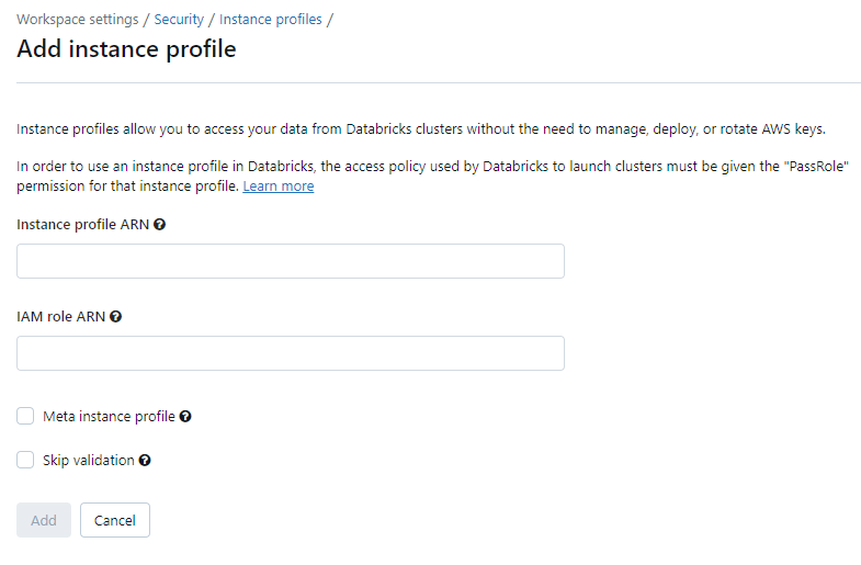 Setting up Instance Profiles - Databricks Clusters