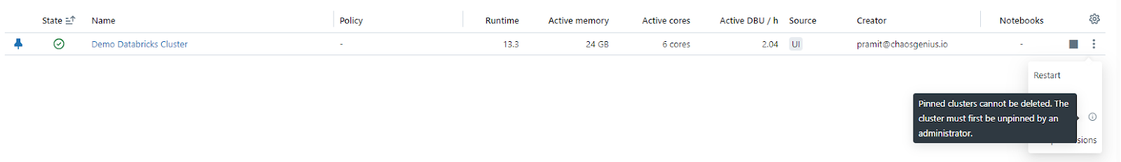 Deleting Databricks Cluster