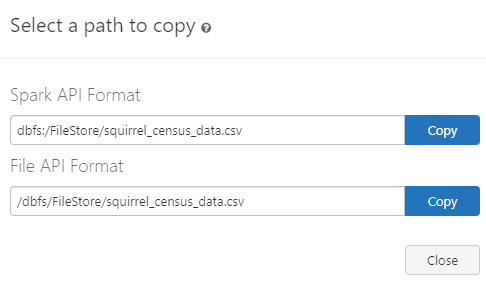 Selecting and copying the path of the uploaded file - Databricks DBFS - Databricks File System