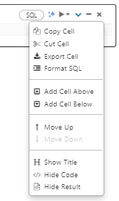 Databricks notebook cell action menu (original UI)