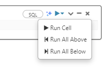 Databricks notebook cell action menu (original UI)