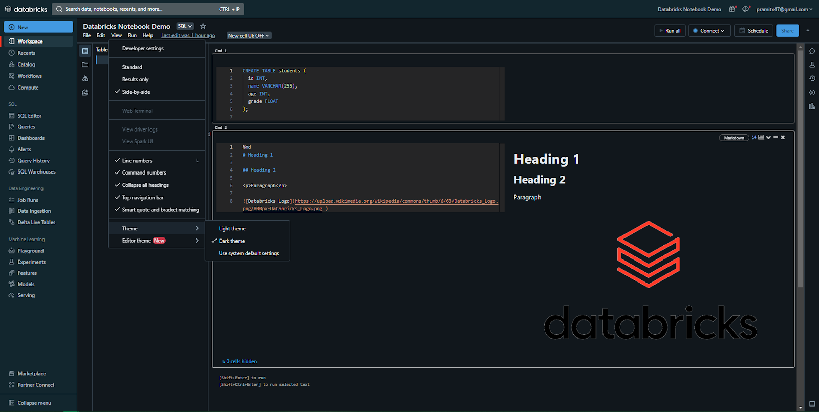 Databricks notebook and cell customization