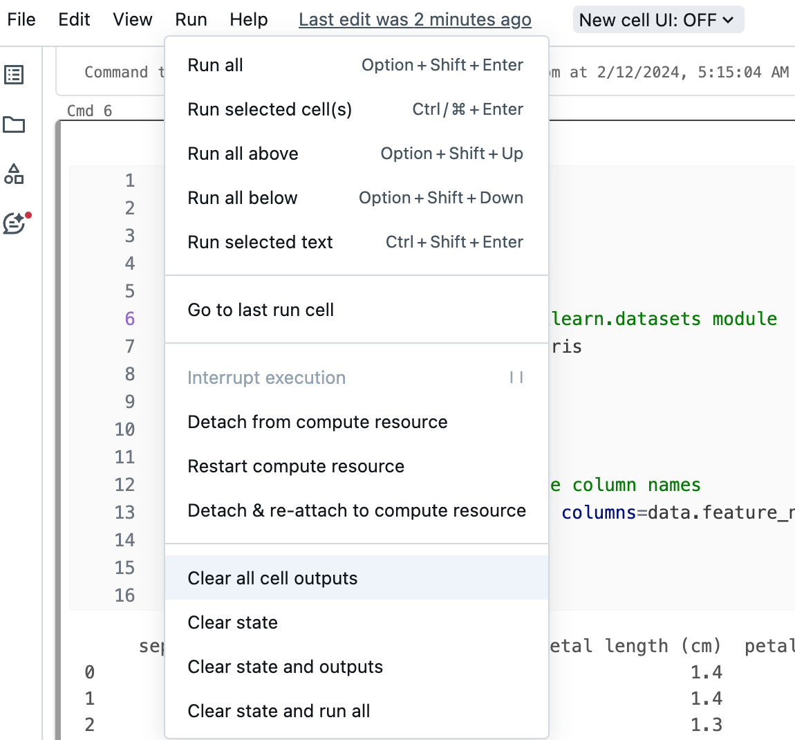 Clearing Databricks Notebook Outputs/State